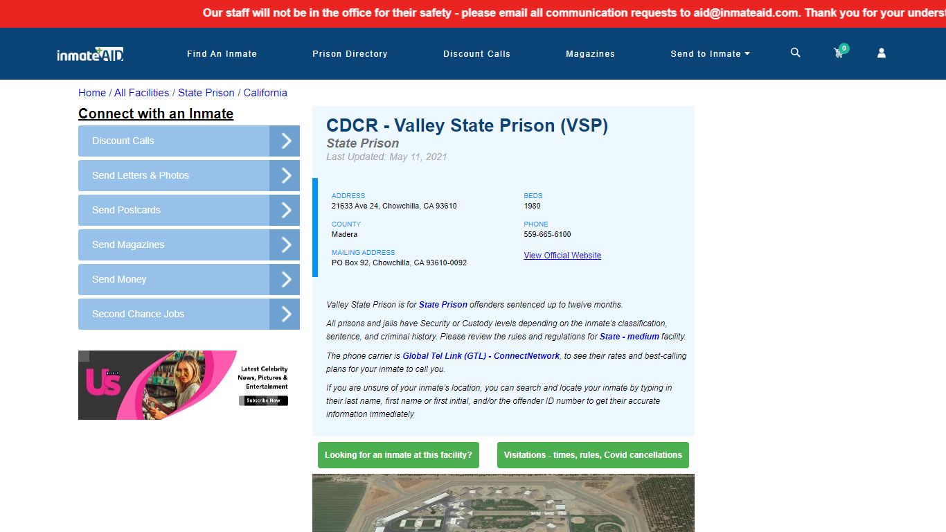 CDCR - Valley State Prison (VSP) & Inmate Search ...